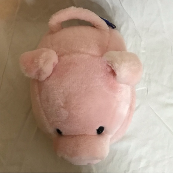 Vintage Plush Furry Pink Pig Head Case Zip Carry Handle Photo Album - Picture 2 of 8